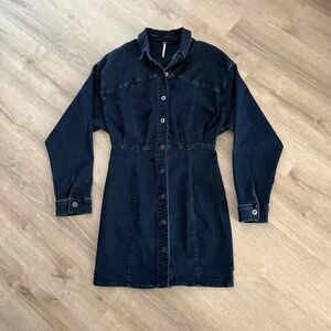 Free People Women’s Dark Denim Mini Dress Size 4 Classic NWOT
